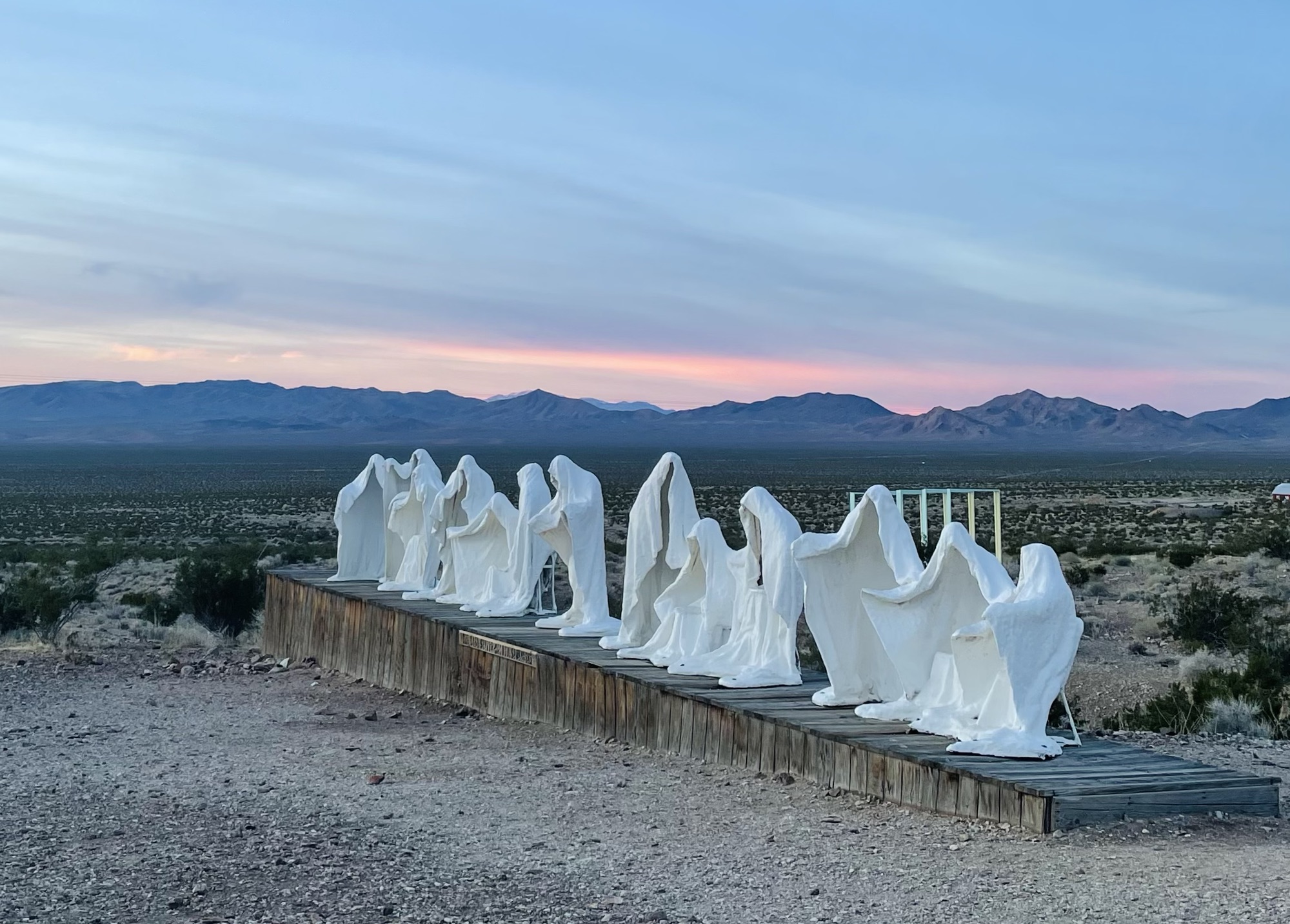 Death Valley appetizers: Rhyolite & Goldwell – Caitlyn is outside.